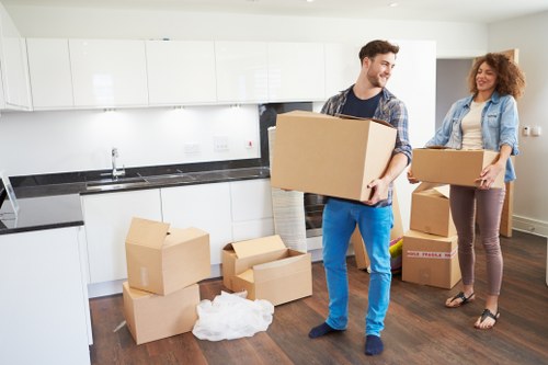 Satisfied customers with their moved belongings